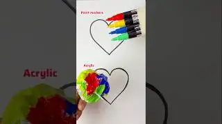 Heart with Acrylics VS Paint markers ✨ #shorts #art #satisfying
