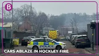 Cars ablaze in Hockley fire as crews use water jet from aerial ladder to battle flames