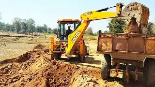 Impressive 3dx JCB loading trectar Excavation in the Field | Powerful Work in Action