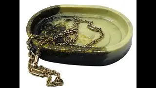 Handgemachte Resin Schmuckschale in Schwarz-Vanille mit Goldglitzer | Elegante Schmuckablage
