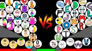 NUMBERBLOCKS VS ALPHABET LORE VS NUMBER LORE Marble Race in Algodoo - Who will win?