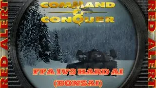Command And Conquer Red Alert Skirmish FFA 1V3 Hard (Bonsai) RTS Soviet Gameplay PC