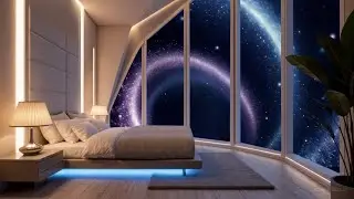 Cosmic Bedroom Window | Deep Sleep Ambience with Space Wind & Soft Piano (1 Hour)