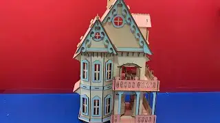 DIY Craft Instruction 3D Woodcraft Construction Kit GOTHIC HOUSE with LED