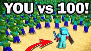 1 player vs 100 zombies in mindcraft #❤️😈😈😈