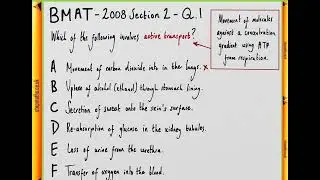 BMAT 2008 Section 2 - Q01 Bio - Active transport - Worked Solution