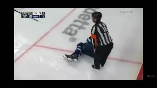 Haydn fluery collision into boards vs Vegas Golden Knights