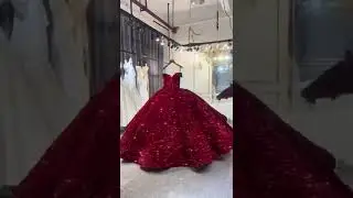 Puffy red prom dress bling bling for daughter coming-of-age ceremony say yes to the dress