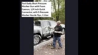 Tool Daily Short Pressure Washer Gun with Foam Cannon, 1/4 Inch Quick Connector, with 5 Tips 1 Liter