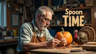 Carving an old piece of cedar into a spoon