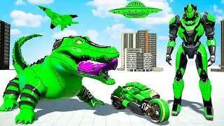 Crocodile Robot Transformation Game: Blue Car Robot City Mode - Android iOS Gameplay