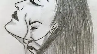 How to Draw a sad girl // Double meaning sad drawing inside pain 😣outside happy 😊