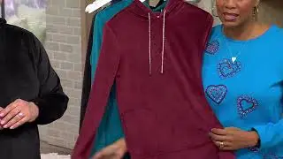 Quacker Factory Angel's Go To Stretch Velvet Hoodie with Bling Ties on QVC