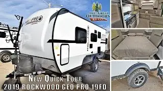 New Quick Tour 2019 ROCKWOOD GEO PRO 19FD Lightweight Murphy Bed AZDEL Solar Included Colorado