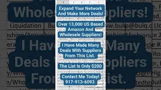 List Of Over 13,000 US Based Amazon And Wholesale Suppliers For Only $200