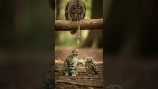 Kitten Rescues Birds from the Rope and Saves the Day #cute #animals #rescue