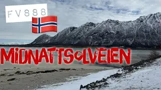 Driving Midnattsolveien road Fv888 on Austav&aring;g&oslash;y island Lofoten Norway