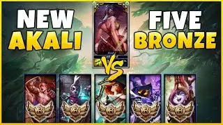 NEW REWORKED AKALI VS. 5 BRONZE PLAYERS! (1v5) INSANE DIFFICULTY!!! SEASON 8 AKALI REWORK GAMEPLAY