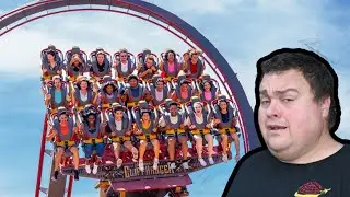 Fat Testing the Dr. Diabolical's Cliffhanger Rollercoaster at Six Flags Fiesta Texas in San Antonio