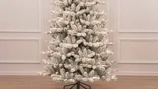 Puleo International Pre-Lit Flocked Slim Fraser Fir Tree