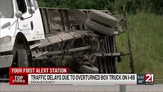 Overturned box truck on I-69 near Auburn leads to traffic delays near Allen County line