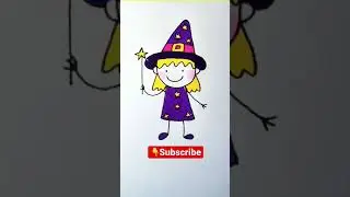 Easy Drawing cute witch #easy #drawing #draw #shorts #witch