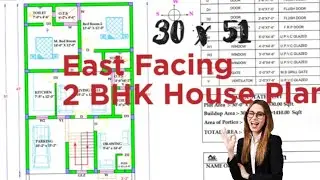 30 x 51 East Facing 2 BHK House Plan