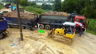 Incredible landfill! Dump 25ton Drive Back Uploading Landslide Overturned, Rescue Bulldozer Komatsu…