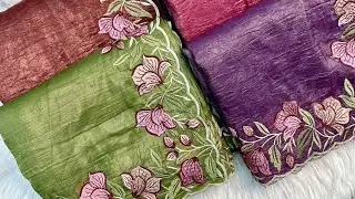 Latest Embroidery Cutwork Sarees ❤️ Paper Silk//Crunchy Crush Sarees 🎊🎊#rrksarees #Resellers 