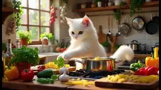 Cat Cooking Boiled  Potatoes#cat #catchef #catcookingshow #funnycats #catai 