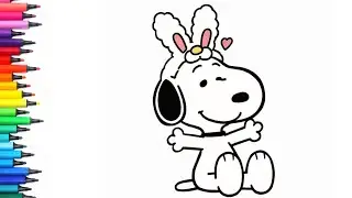 Bunny Snoopy Drawing, Painting & Colouring for Kids and Toddlers_ Kids Art | Snoopy 