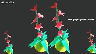 How to make grass flowers vase with paper🎍🪴💐//Easy and quick grass flowers vase make with paper