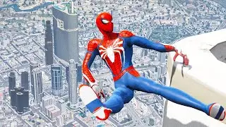 GTA V SPIDERMAN RAGDOLLS | GTA 5 EPIC FUNNY MOMENTS with jumping moon ( Euphoria Moments )