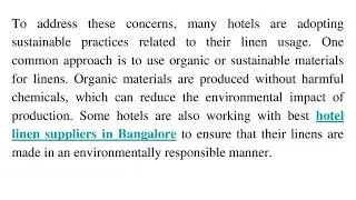 How Do Linen Usage Impact Sustainability And Environmental Concerns In The Hospitality Industry