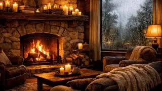Cozy Fireplace with Rain Sounds | Crackling Fire Ambience | 8 Hours 🔥