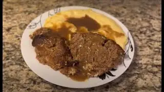 Meatloaf with Roasted Garlic, Mashed Potatoes, and Homemade Brown Gravy!