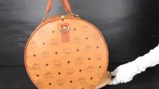 ilovekawaii C02067 - MCM Cognac Visetos PVC / Brown Leather Travel Bag With Strap