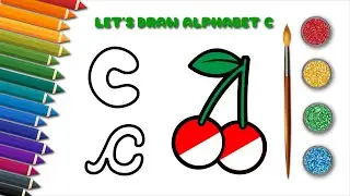 Let's Draw ✍️ Alphabets Letter C  | C for Cherry 🍒 🌈