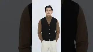 Merino Wool Cardigan Vest / Black