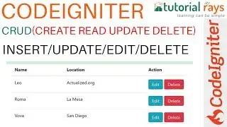 Part 4  (2019) | CodeIgniter Display List | CRUD / Insert Update Delete Tutorials - Tutorial Rays