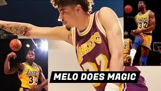 LAMELO RECREATES MAGIC JOHNSON ICONIC POSES & SHOWS OFF HIS TATTOOS (COACH JB COMPARES HIM TO LONZO)