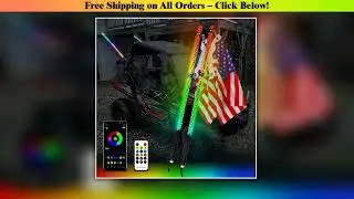 2PCS 3/4FT RGB LED Whip Lights Customizable Length Multicolor Flagpole Decorative