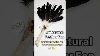 DIY Natural Feather Fan | Handmade Cooling Fan for Hot Summer Days☀️ #shortsfeed  #diy #recycledart