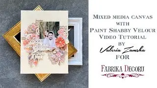 Mixed media canvas with paint shabby velour by Valeria Zamsha