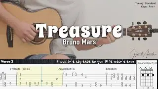 Treasure - Bruno Mars | Fingerstyle Guitar | TAB + Chords + Lyrics