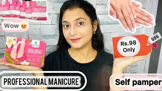  Self pamper 💅🏻at just Rs.98 || Easy manicure at home🏠 Body Veda pedicure manicure kit review +demo