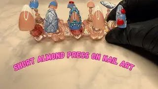 short almond press on nail art 🩷