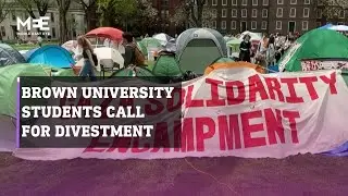 Pro-Palestine student protesters at Brown University in Rhode Island call for divestment from Israel