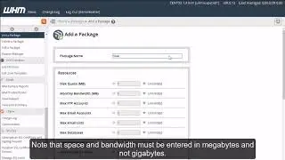 Web Host Manager - Creating Hosting Packages