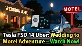 Passengers' First Tesla FSD 14 Uber Experience: Wedding Party to Motel Ride-Along